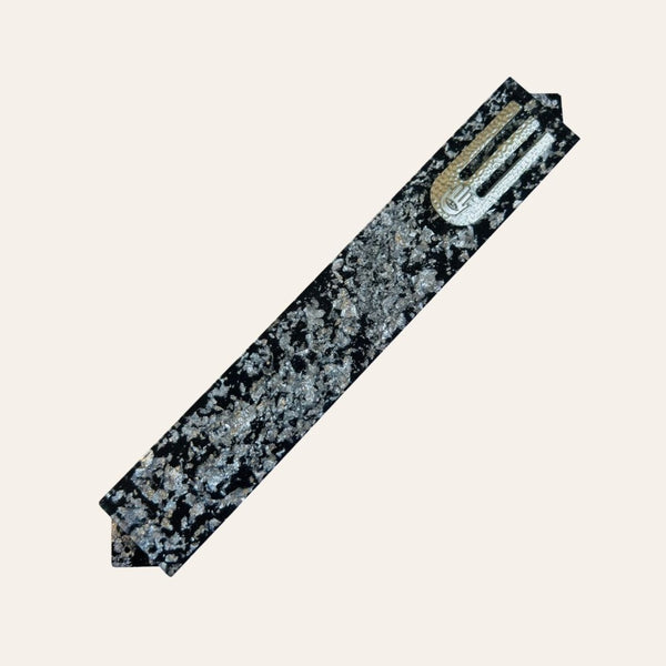 Epoxy Mezuzah in Solid Black with a Silver Metal Flakes