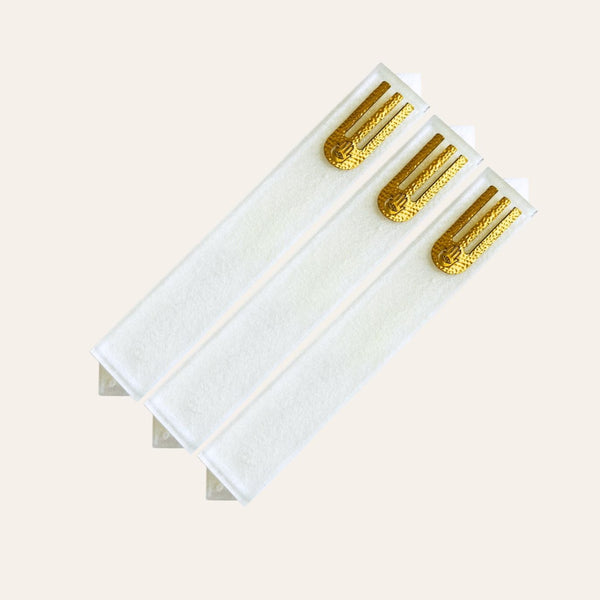 Epoxy Mezuzah in True White with a Gold accent ( Set of 3 )