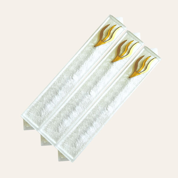 Epoxy Mezuzah in a Solid White with a Gold accent ( Set of 3 )