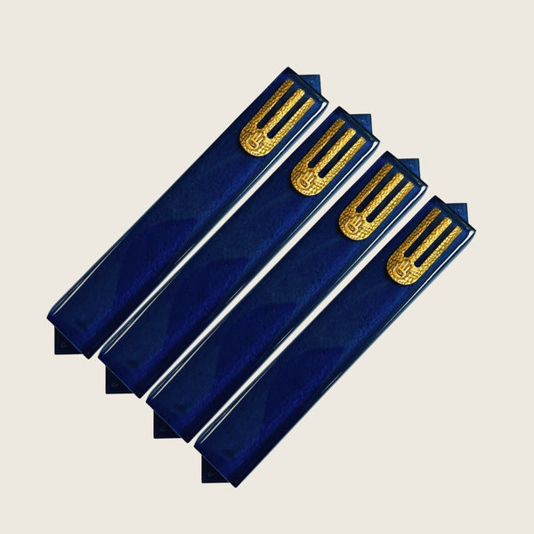 Epoxy Mezuzah in a Metallic Blue with a Gold accent (Set of 4)