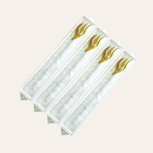 Epoxy Mezuzah in a Solid White with a Gold accent ( Set of 4 )