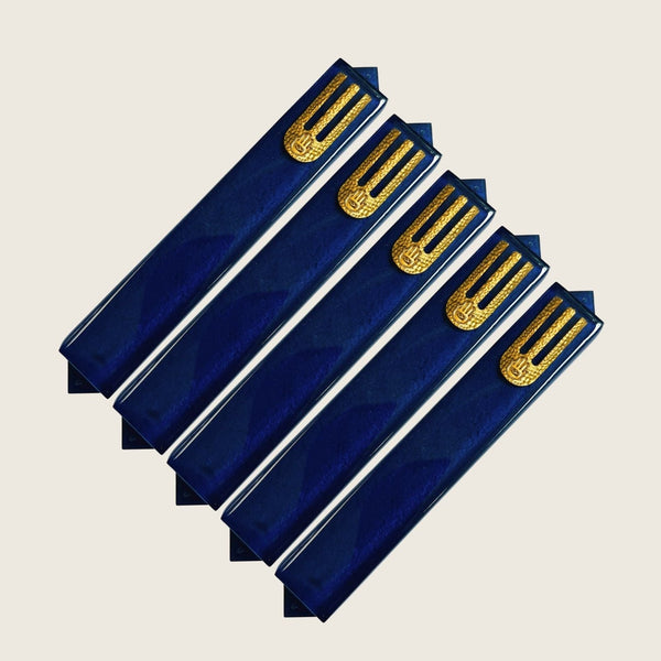 Epoxy Mezuzah in a Metallic Blue with a Gold accent (Set of 5)