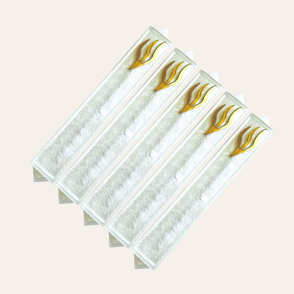 Epoxy Mezuzah in a Solid White with a Gold accent ( Set of 5 )