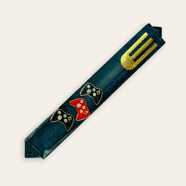 Deep Blue Chameleon Gaming Mezuzah - Handmade Epoxy Resin Mezuzah - Judaica Gift - Jewish Gift - Housewarming Gift - Optional Scroll 1