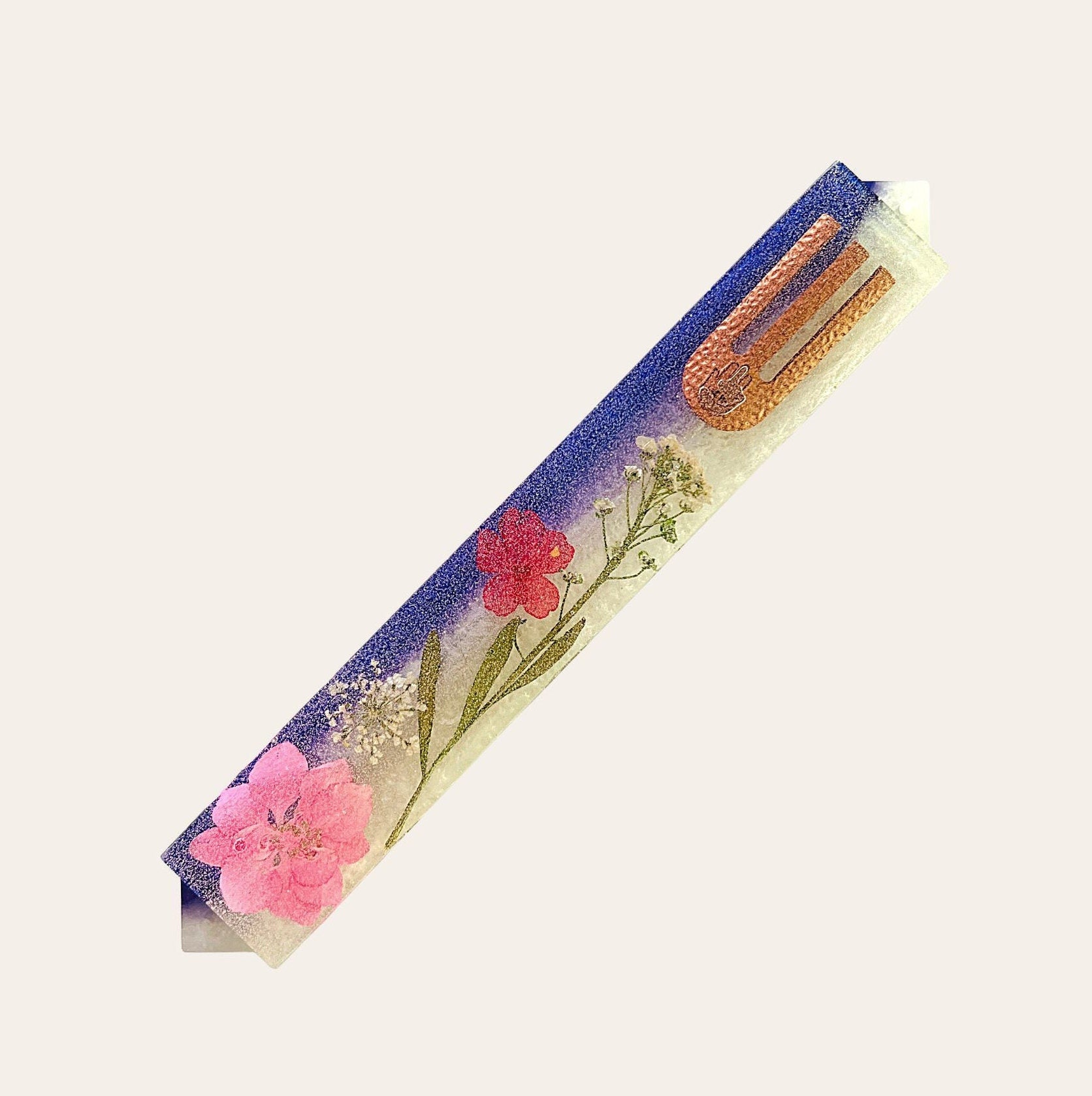 Light Wooden Flower Swarovski Austrian & Pearl Jewish Mezuzah for Home and Business | sold House Blessing | Jewish Homeware