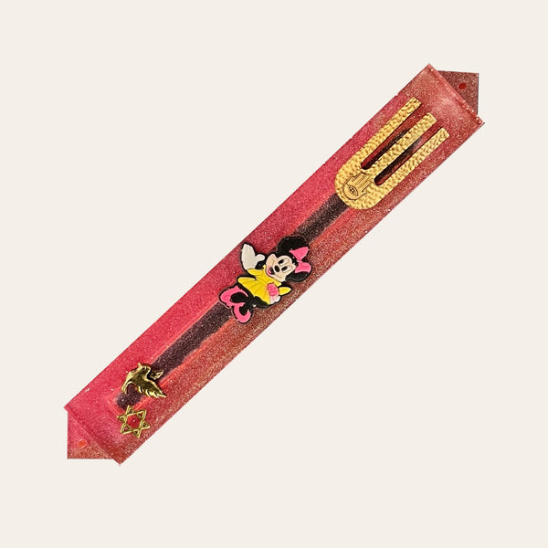 Kids Mezuzah with Favorite Character in Chameleon Pink and Gold Shin - Customize Any - Personalized - Handmade Epoxy Resin Mezuzah 15