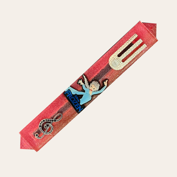 Kids Mezuzah with Favorite Character in Chameleon Pink with Silver Shin - Customize Any - Personalized - Handmade Epoxy Mezuzah Kids Judaica  12