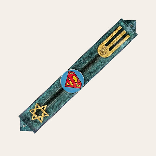 Kids Mezuzah with Favorite Character in Blue Chameleon with Gold Shin - Customize - Personalized - Handmade Epoxy Mezuzah - Judaica Gift 8