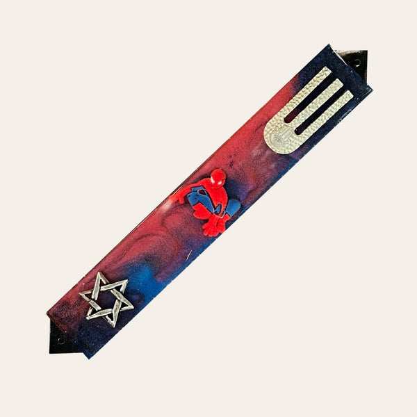 Kids Mezuzah with Favorite Character in Blue & Red with Silver ש- Customize Any - Personalized - Handmade Epoxy Resin Mezuzah - Kids Judaica 20