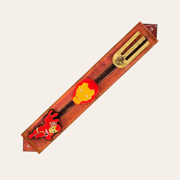 Kids Mezuzah with Favorite Character in Chameleon Red with Gold Shin - Customize - Personalized - Handmade Epoxy Mezuzah - Judaica Gift 5